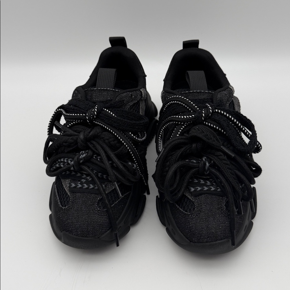Steve Madden Pryce Black Chunky Lace-Up Sneakers - Picture 2 of 5